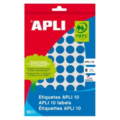 APLI Paq.616 etiquetas escritura manual redondas 13mm azul