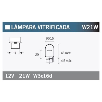 Caja de 10 lámparas 12V21W W21W-1