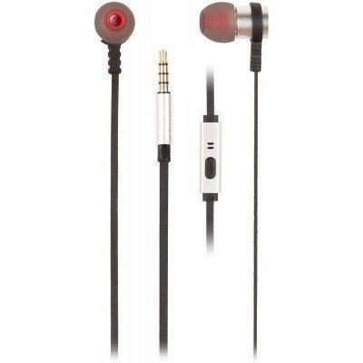 NGS Cross Rally Auriculares Metalicos Intrauditivos - Microfono Integrado - Jack 3.5mm - Asistente Voz - Cable de 1.20 m - Color Plata/Negro
