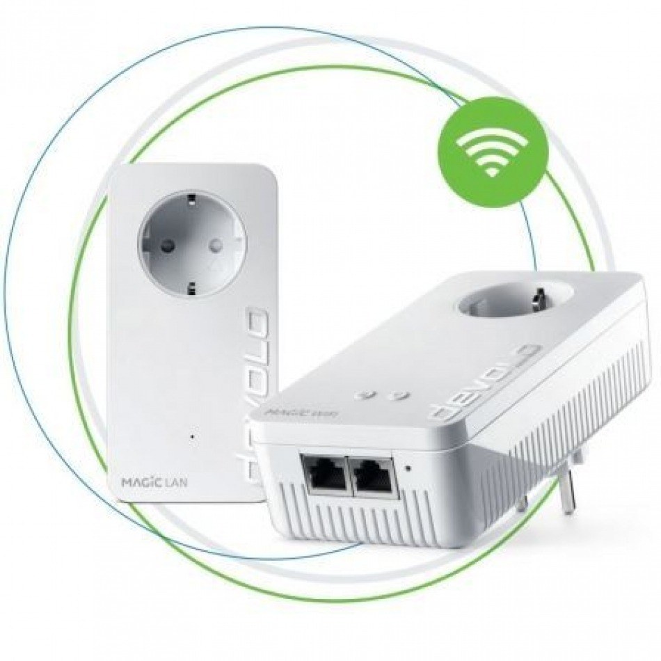 Adaptador Powerline Devolo Magic 2 WiFi next 2400Mbps/ Alcance 500m/ Pack de 2