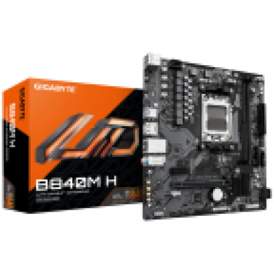 GIGABYTE B840M H Placa Base - Procesadores AMD Ryzen 9000, VRM de 5+2+2 fases, hasta 7200MHz DDR5 (O.C), 1xPCIe 4.0 M.2, LAN 1GbE, USB 3.2 Gen 1