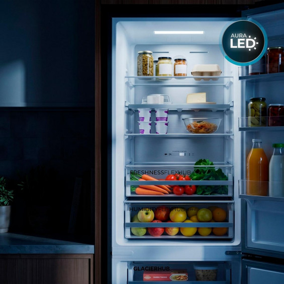 Frigorífico combi Cecotec 377 Inox A, 200 x 59.5 x 67.4 cm, clase A, 377 litros, CoolMatrix, FreshnessFlex, control de humedad, inox - imagen 4