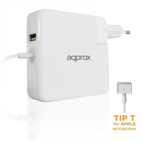 CARGADOR APPROX ESPECIFICO PARA APPLE 45/60/85W TYPE T CONEXION ADICIONAL USB 5V 2.1A