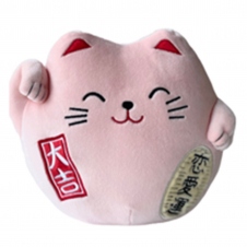 Peluche gato de la suerte lucky cat rosa 20 cm