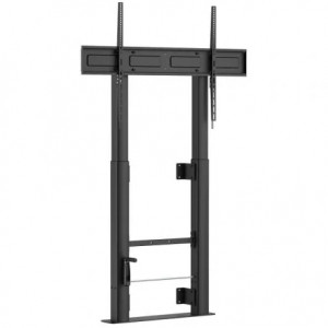 Soporte TV fijo de suelo con fijación a pared Aisens FWF100E-351, 60-100 pulgadas, hasta 120 kg, VESA 1000 x 600 mm, altura por manivela, negro