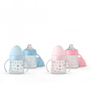 Biberón Silicona Entrena Antiderrame Asas + 4M First 150 ml