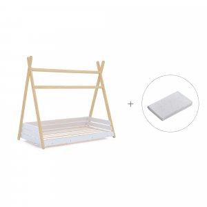 Cama cabaña Montessori madera 70x140 cm + toldo Galaxy · Homy Life