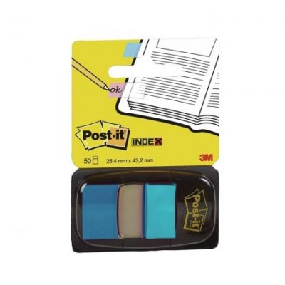 MARCADOR INDEX MEDIANO POST-IT 3M - DISPENSADOR 50 UNIDADES -AZUL BRILLANTE