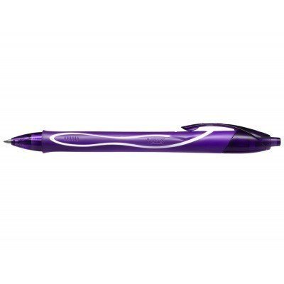 Bic Gel-Ocity Quick Dry Boligrafo Retractil - Punta Media de 0.7mm - Tinta de Gel - Secado Ultra Rapido - No Mancha el Papel - Color Violeta