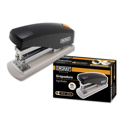 Ingraf Grapadora Pro - Alta Capacidad de Grapado - Diseño Ergonomico - Durabilidad Garantizada - Ideal para Oficina y Hogar - Color Negro
