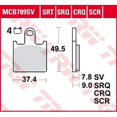 Pastillas de freno delanteras sinterizadas serie SRT TRW MCB789SRT