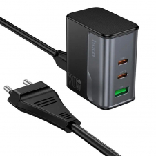 Cargador USB-A y USB-C Hoco CS76A PD70W Negro