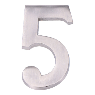 Número 5 niquel mate 10cm fijación invisible