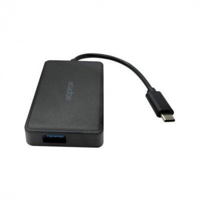 HUB 4 PUERTOS USB 3.2 A USB C APPROX APPH4P3C NEGR