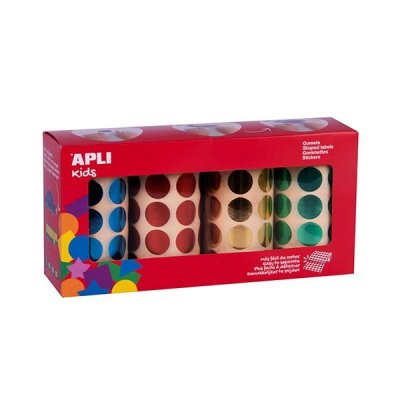 APLI PAQ.4 ROLLOS GOMETS REDONDOS DIAM 20MM COLORES METALIZADOS