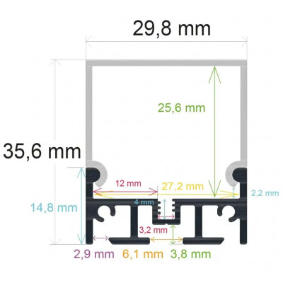 Perfil Colgante 29,8x35,6mm 2m