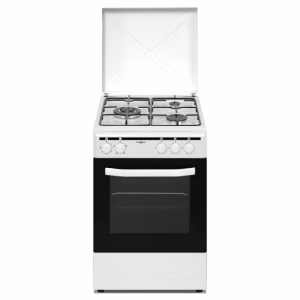 Cocina gas butano Vitrokitchen CB5535BBE, 3 zonas, 50 x 55 cm, triple corona, blanco