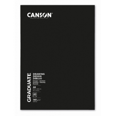Canson Graduate Dibujo y Esbozo Cuaderno Grapado con 20 Hojas A6 - 140g - Grano Fino - Color Blanco