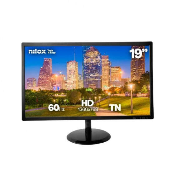 Monitor Nilox NXM19FHD22, 18,5 pulgadas, HD, TN, 60 Hz, 5 ms, HDMI, VGA, negro