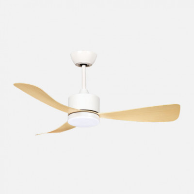 Ventilador Dc Yeste 18w Blanco/haya 3aspas 6vel 106d 2250lm 3000-4500-6500k Remoto+memoria+temporizador