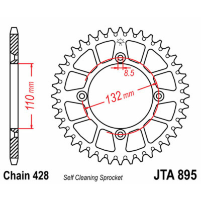 Corona JT 895 de aluminio con 49 dientes JTA895.49