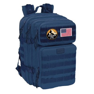 Safta Basic Mochila para Portatil hasta 15.6 - Bolsillo Interior - Cremalleras Bidireccionales - Bolsillos Frontales - Hombreras y Respaldo Acolchados - 300x230x480mm - Color Azul Marino