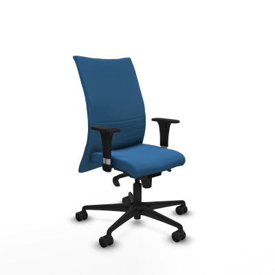 Albacete confidente XL sincro similpiel azul claro brazos 1D cromados base nailon ruedas 65 mm nailon