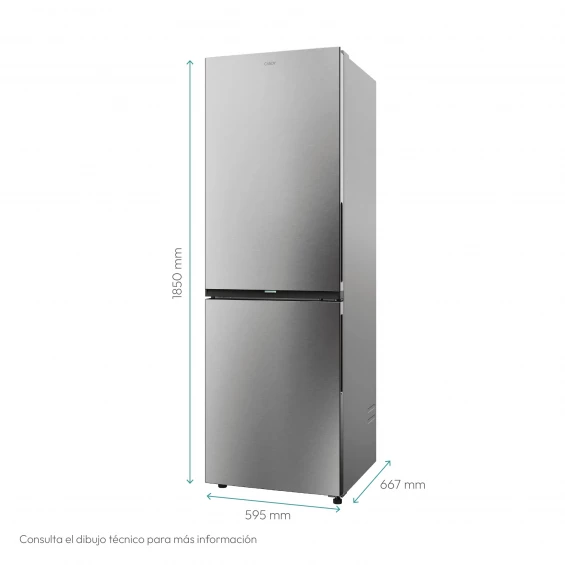 Frigorífico combi Candy ECN4CQTEX186, 185 x 59,5 x 66,7 cm, No Frost, clase E, 270 kWh/año, 38 dB, 355 litros, WiFi, inox - imagen 3
