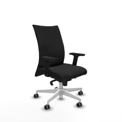 Albacete confidente sincro similpiel negro brazos 2D base blanca ruedas 65mm engomadas