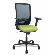 Piqueras y Crespo Silla Zulema sincro malla negra asiento bali verde oliva brazos 2D ruedas 65mm