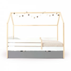 Cama-casita Montessori 90x200 cm madera con nido antracita · Sogni XL