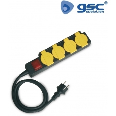 Base Multiple 4 Enchufes Schuko Cable 1,5m IP44