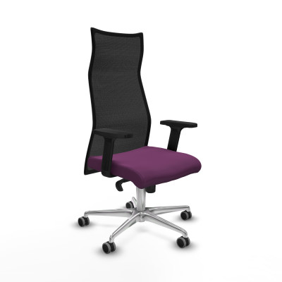 Albacete malla sincro malla negra similpiel morado brazos 2D base aluminio ruedas 65mm engomadas