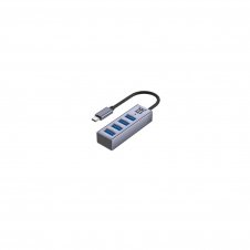 Maillon Technologique Premium MTHUB4 hub de interfaz USB 3.2 Gen 2 (3.1 Gen 2) Type-C 5 Mbit/s Aluminio, Gris
