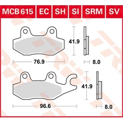 Pastillas de freno traseras sinterizadas serie SH TRW MCB615SH