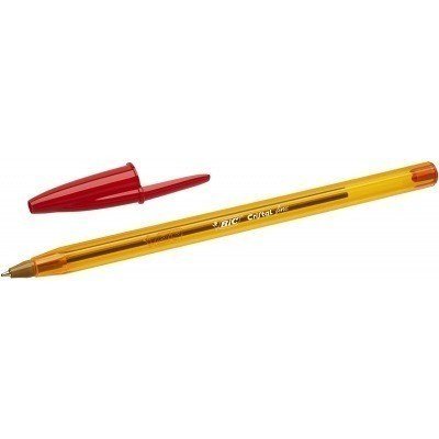 Bic Cristal Original Fine Boligrafo de Bola - Punta Redonda de 0.8mm - Trazo de 0.30mm - Tinta con Base de Aceite - Translucido - Color Rojo
