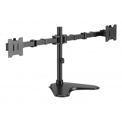 AISENS - SOPORTE DE MESA CON PEANA ECO GIRATORIO E INCLINABLE PARA MONITOR/TV 20KG (3 PIVOTES, 2 BRAZOS) DE 17-35, NEGRO