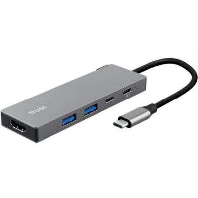 Docking USB Tipo-C Trust Dalyx/ 2xUSB/ 1xHDMI 4K/ 2xUSB Tipo-C/ Gris