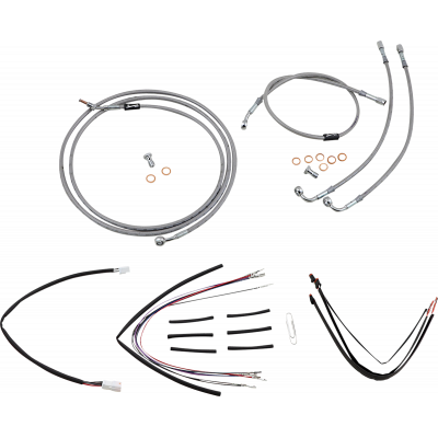 Kit completo de cable de manillar/línea de freno en acero inoxidable trenzado BURLY BRAND B30-1155