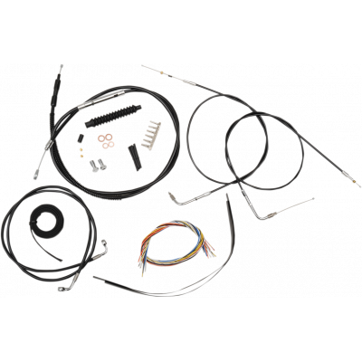 Kit completo de líneas de freno/cables trenzados en vinilo negro LA CHOPPERS LA-8100KT2-16B