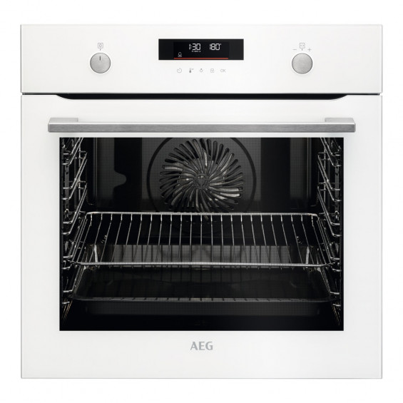 Horno pirolítico AEG BPS535160W, SurroundCook WhiteLine, 71 litros, 9 funciones, 45 programas, carril telescópico, blanco