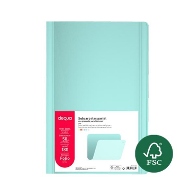 DEQUA Paq.50 subcarpetas 180g folio verde pastel