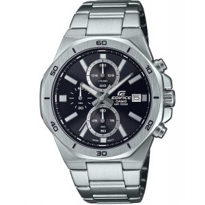 Reloj Casio Edifice Classic EFV-640D-1AVUEF, cronógrafo deportivo, clásico, bisel octogonal, resistente al agua, 10 bares, acero, esfera negro