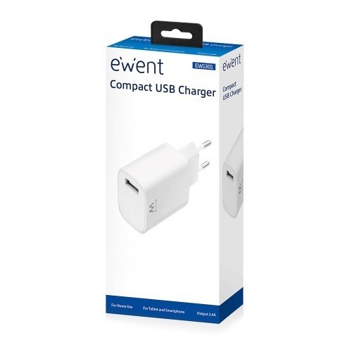 Ewent EW1301 cargador de dispositivo móvil Blanco Interior