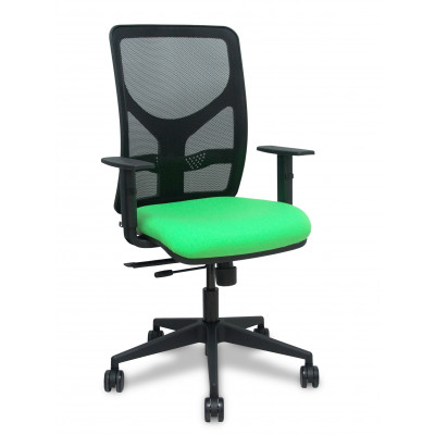 Silla Motilla traslack malla negra asiento bali pistacho brazo regulable