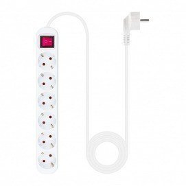 Regleta 6 tomas Nanocable, con interruptor, blanco
