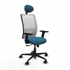 Piqueras y Crespo Zulema sincro malla blanca bali verde petroleo brazos 2D base nailon cabecero fijo ruedas 65mm nailon