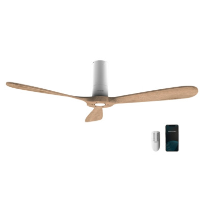 Cecotec EnergySilence 5500 White Aqua Connected Ventilador de Techo de 3 Aspas - 40W - Diametro de 52 - Wi-Fi - IP44 - 6 Velocidades - Temporizador - Modo Invierno - Color Madera Claro