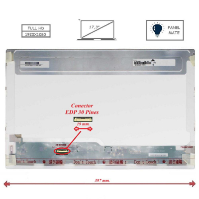 Pantalla para portátil LED 17.3 30 Pines Full HD Mate Sin Backets Conector Izquierda