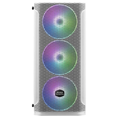 Caja ordenador mars gaming mcexw premium blanco atx 1 x usb 3.0 2 x usb 2.0 3 x 140mm argb